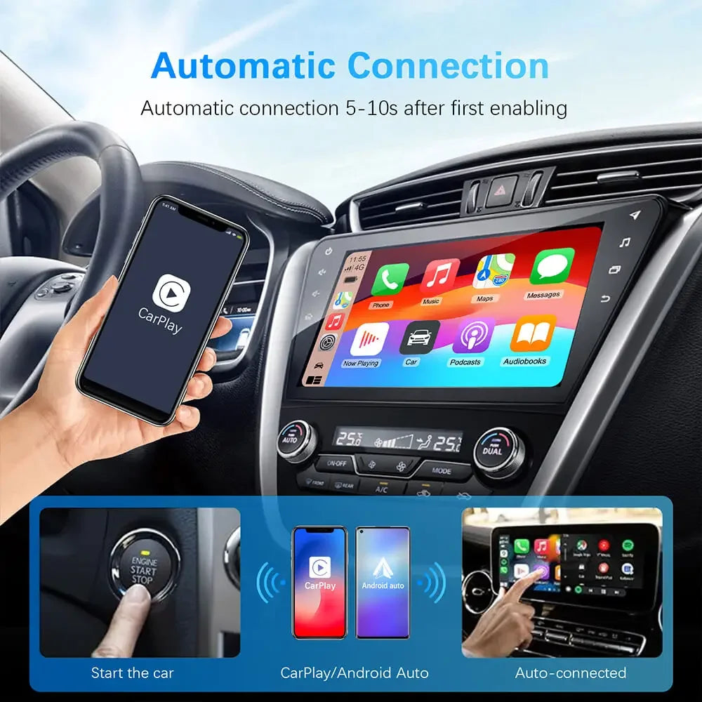 Wireless Carplay Adapter Android Auto Wireless Smart Dongle 2in1 For Volvo Benz Audi Kia Hyundai VW Mazda Cadillac MG Peugeot - LKBA