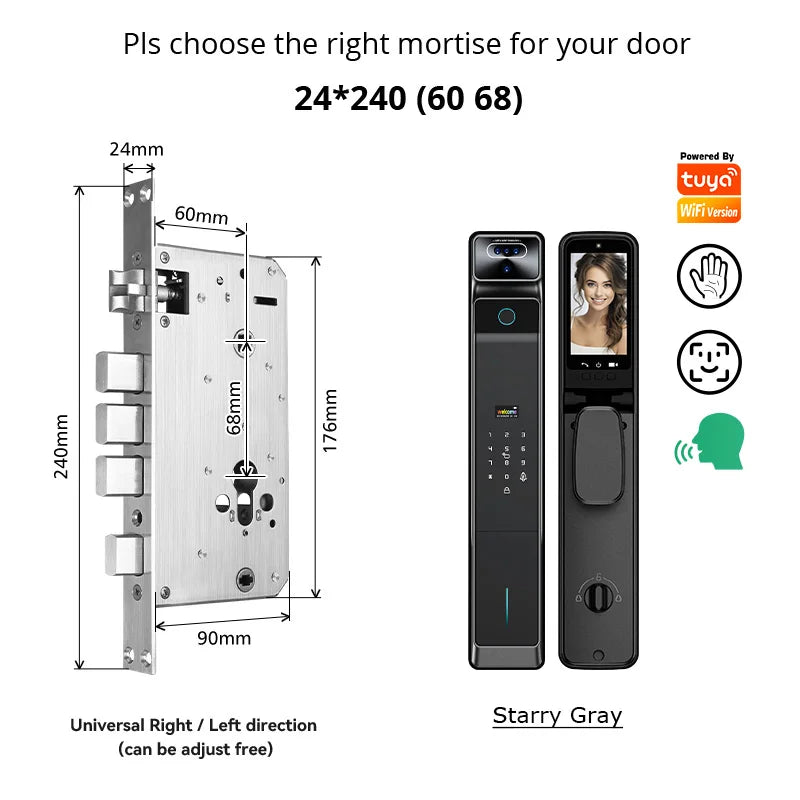 Real Time Intercom Palm Vein Recognition Intelligente Tuya Wifi  3DFace Unlock Outdoor Front Smart Digital Door Lock With Camera - LKBA