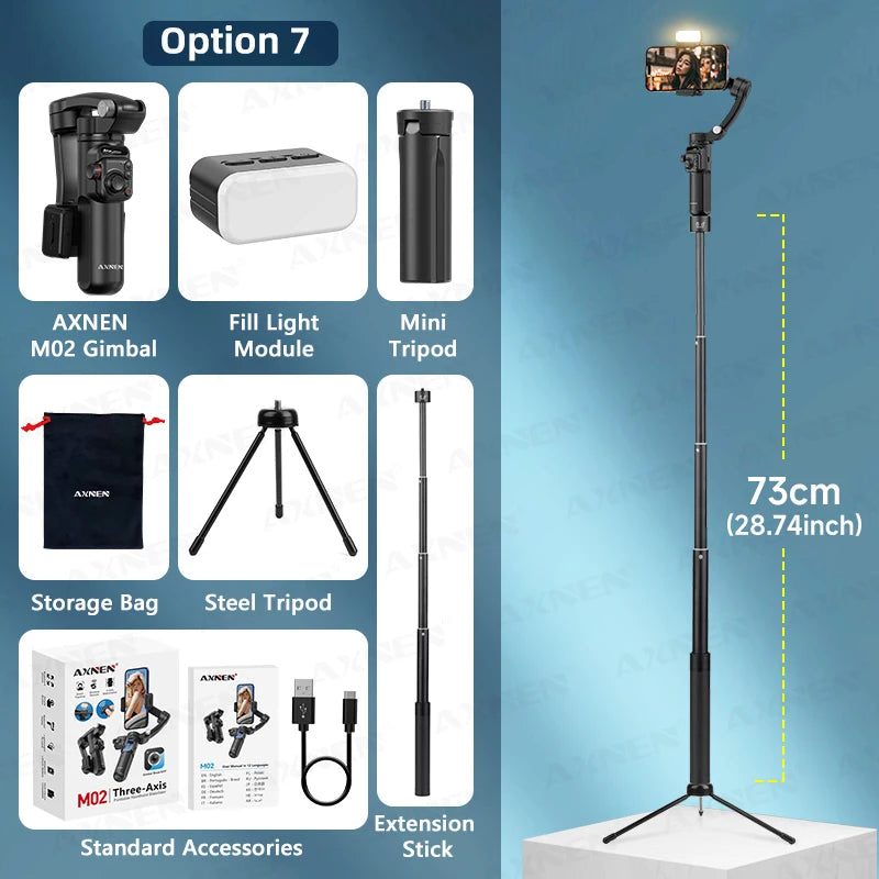 M02 Gimbal Smartphone Stabilizer 3-Axis Anti-shake Video Record Handheld Selfie Gimbals