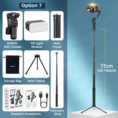 M02 Gimbal Smartphone Stabilizer 3-Axis Anti-shake Video Record Handheld Selfie Gimbals