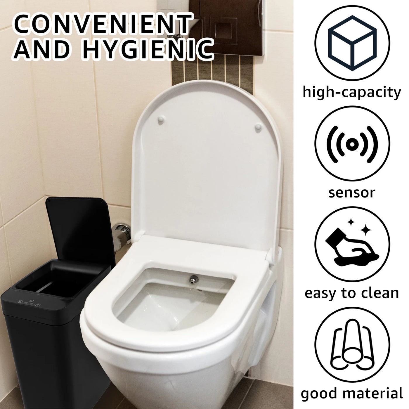 Automatic Sensor Trash Can 12L Touchless Infrared Motion Sensor Smart Trash Can for Kitchen Bathroom Waterproof Wastebasket NEW - LKBA
