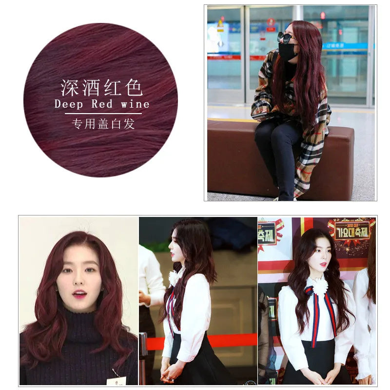 500ML Natural Soft Shiny Brown Golden Cover White Hair Dye Shampoo Wine Red Purple Hair Color Shampoo Black Grey Hair  Men Women - LKBA
