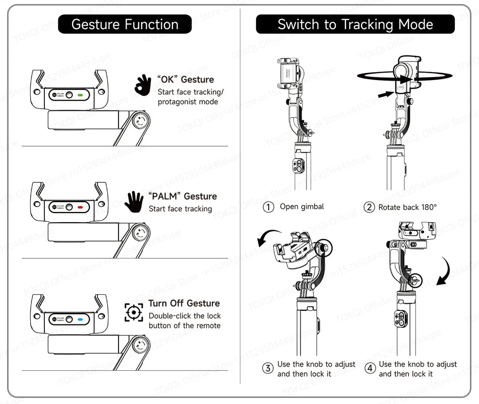 C22 AI Face Tracking Handheld Gimbal Stabilizer 360° Rotation Shoot Selfie Stick Tripod