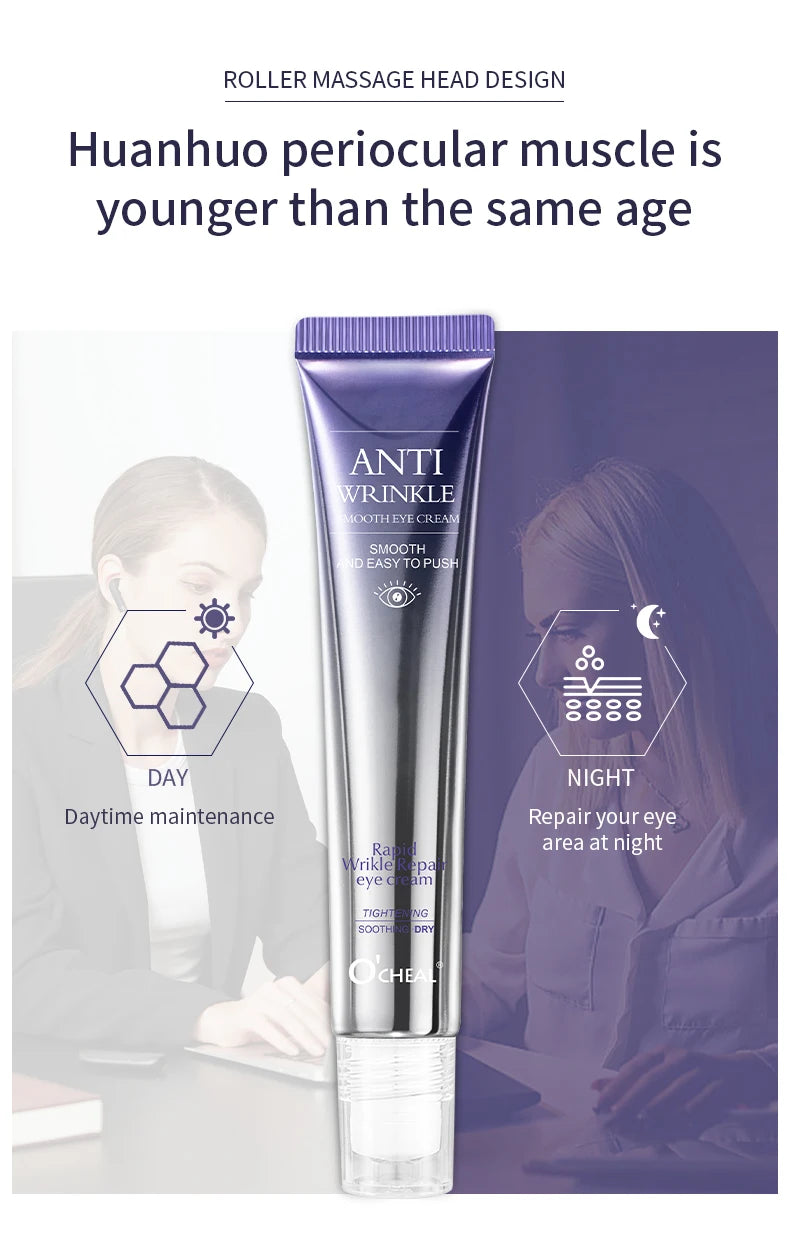 Anti-Wrinkle Anti Dark Circle Eye Cream Roller Massager Moisturizing Eye Bags Anti-Aging Hyaluronic Acid Eye Skin Care - LKBA