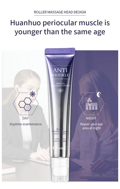 Anti-Wrinkle Anti Dark Circle Eye Cream Roller Massager Moisturizing Eye Bags Anti-Aging Hyaluronic Acid Eye Skin Care - LKBA