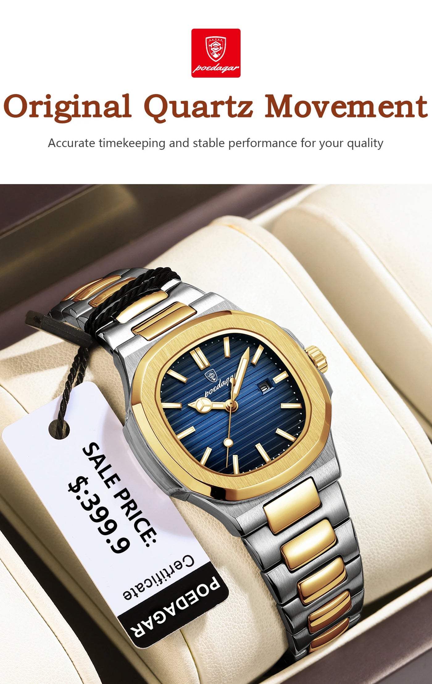 POEDAGAR Luxury Square Watch for Woman Waterproof Luminous Date Ladies Watch Stainless Steel Quartz Women's Watches Female Reloj - LKBA