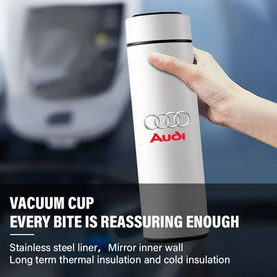 New Car Smart Thermos Bottle Temperature Stainless Travel Mug Emblem For Audi A7 A8 A3 A4 A5 A6 TT Q3 Q5 Q7 A1 B5 B6 B7 B8 B9 8P - LKBA