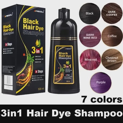 100ml/500ml Hair Dye Shampoo 3in1 Darkening Hairs Instant Gray To Black Polygonum Multiflorum Natural Coloing Cover Men Women