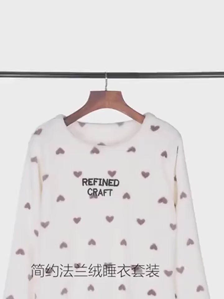 Thickened Warm Flannel Autumn and Winter Pajamas Loungewear Female Cute Cartoon Sleepwear Homewear Coral Velvet Nightwear