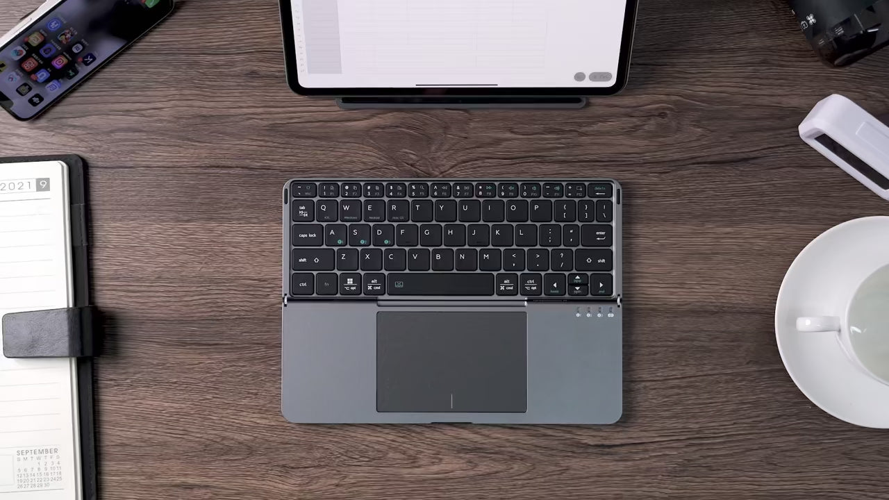 2-in-1 folding Bluetooth keyboard tablet laptop external touch keyboard leather case