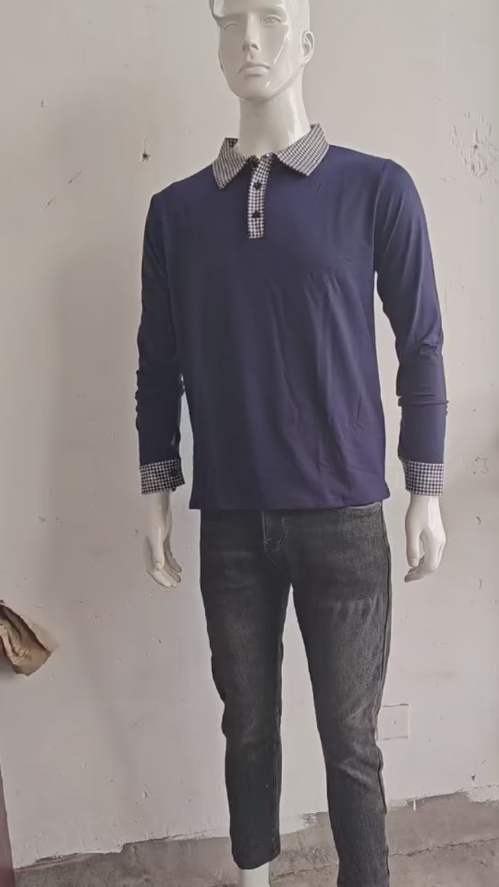 Spring and Autumn Men's Long Sleeve Polo Shirt Classic Business Office T-shirt Male Street Casual Fashion Solid Color Top