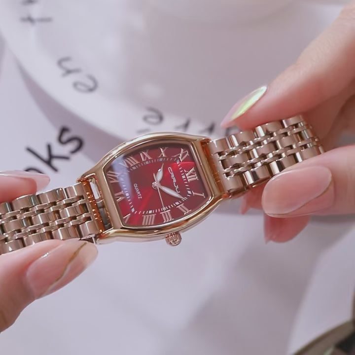 CRRJU Waterproof Women's Square Quartz Dress Watch Ladies Steel Bracelet Wristwatch Relogio Feminin