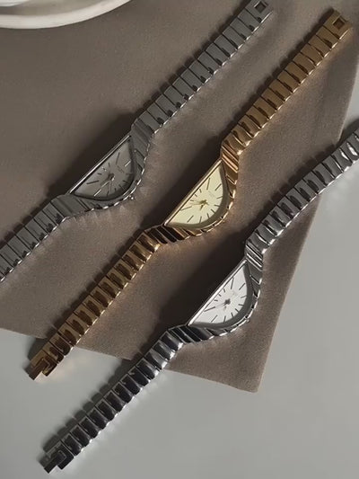 Women Watch Gold Half Moon Dial Medium Antique Fashion Niche Unique Design Ladies Quartz Watch