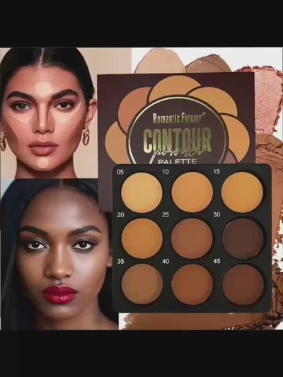 Dark Skin Tone 9-in-1 Face Palette Waterproof Concealer 9 Shades Contour Bronzer