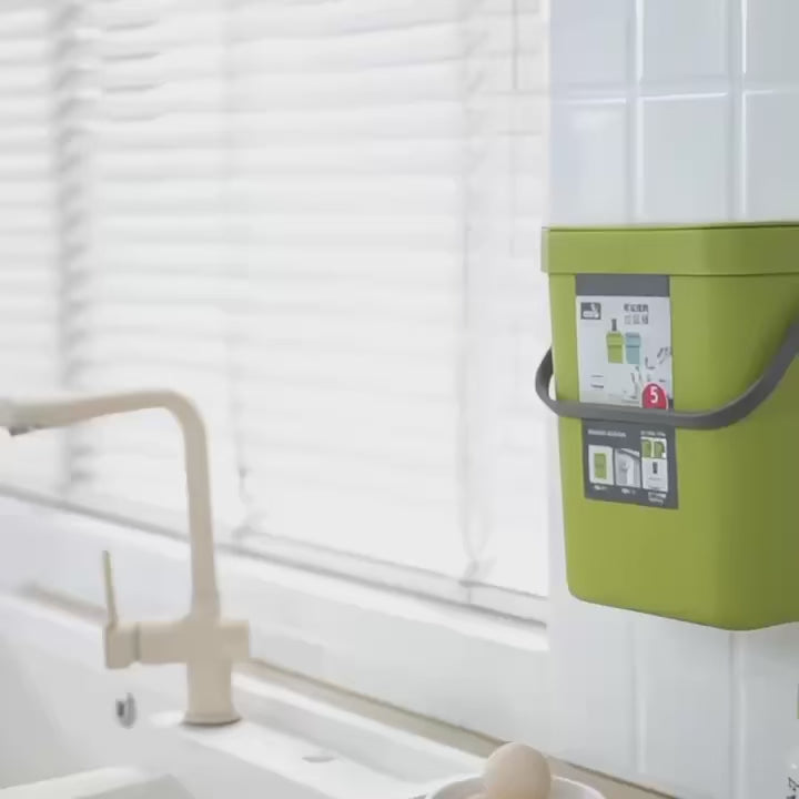 Space-Saving Quiet-Close Trash Can - 3/5L, Eco-Friendly Sealed Bin for Kitchen & Office