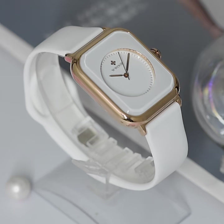 WWOOR Luxury Brand Watches For Women Fashion Square Purple Ladies Quartz Wristwatch Waterproof Silicone Band Relogio Feminino