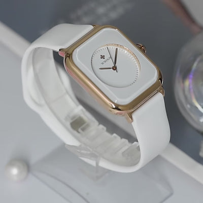 WWOOR Luxury Brand Watches For Women Fashion Square Purple Ladies Quartz Wristwatch Waterproof Silicone Band Relogio Feminino