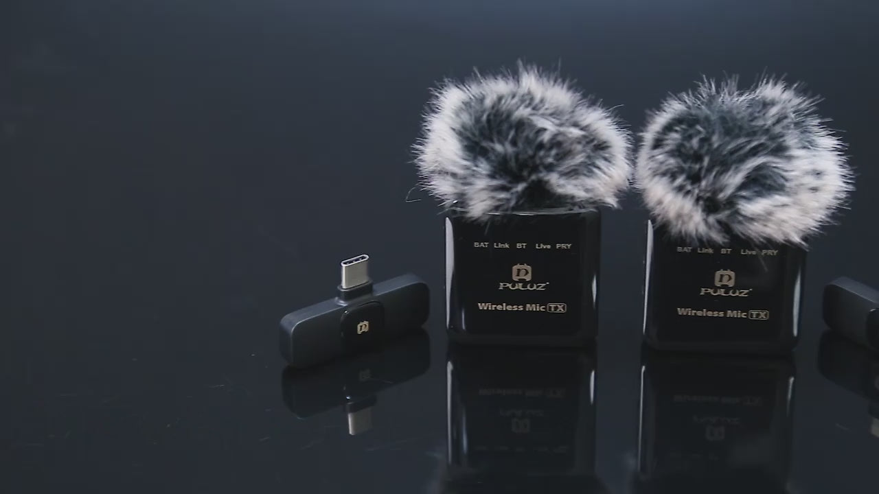 PULUZ Wireless Lavalier Microphone Portable Audio Video Recording Mini Mic for iPhone Android Outdoor Live Broadcast Phone Mic