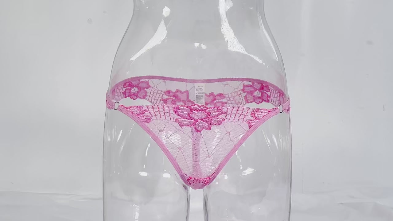 5pcs Lace Ladies G-string Perspective Floral Panties Low Waist Sexy Female Thongs Comfortable Breathable Intimate Lingerie Set