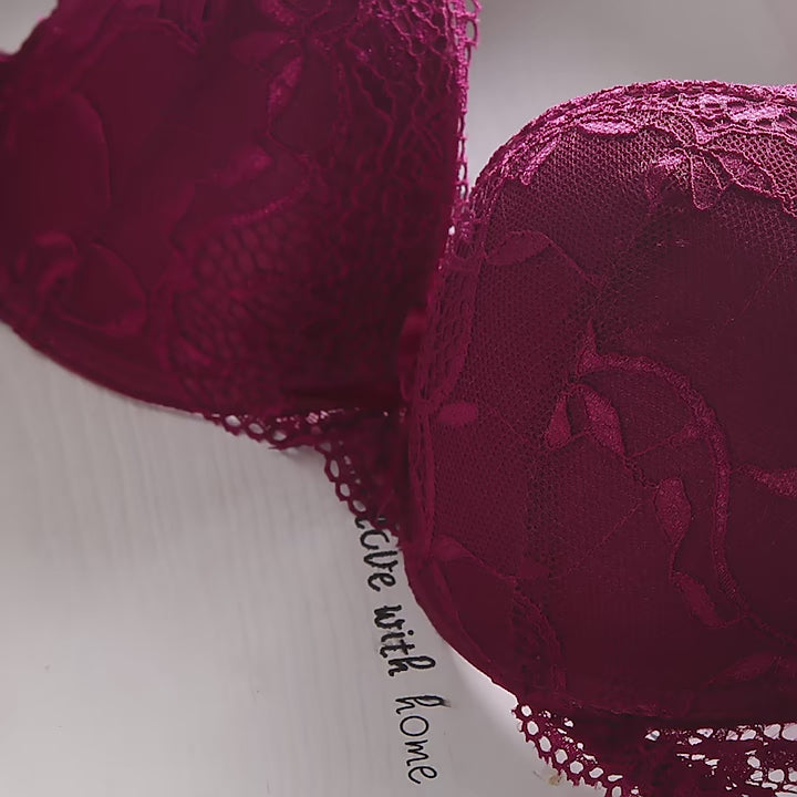 European Style Sexy Bra Set Women Cotton Underwear Sexy Lace Panties Female Push Up Brassiere Fashion Solid Color Lingerie Set