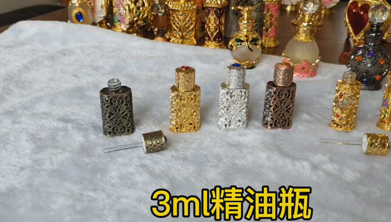 Alloy Dropper Arabian Style Dubai Middle East Style Perfume Bottles Cosmetic Container Refillable Bottles Essential Oil Bottles