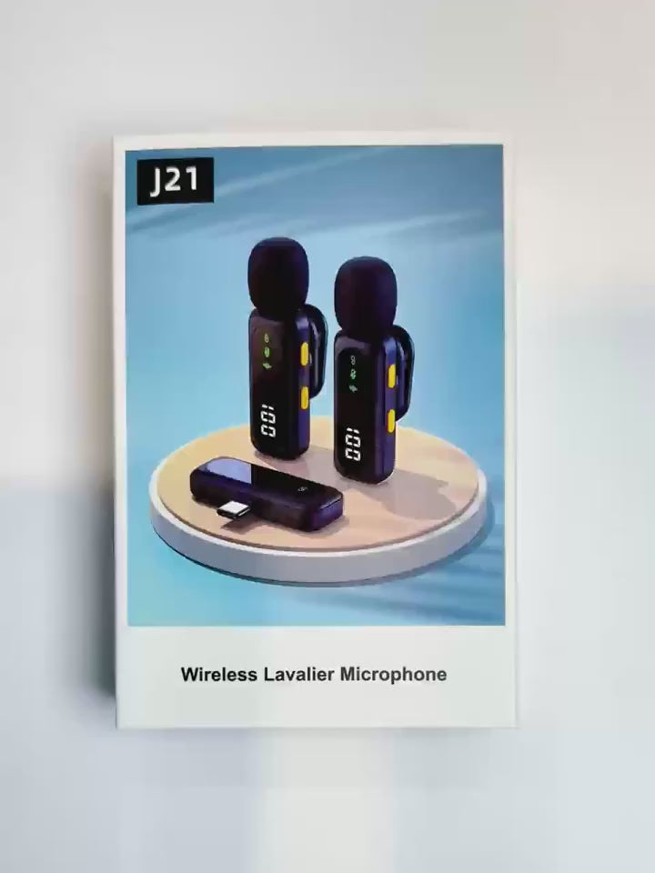 Professional Wireless Lavalier Microphone System with Intelligent Noise Cancellation for Vlog, Interviews