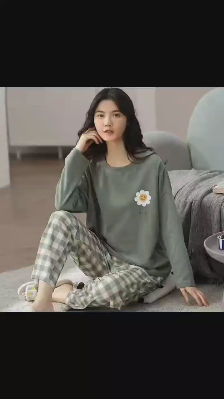 Spring and Autumn New Ladies Pajamas Homewear Set of Long-Sleeved Autumn and Winter Homewear Women Plus Size Pajamas Set