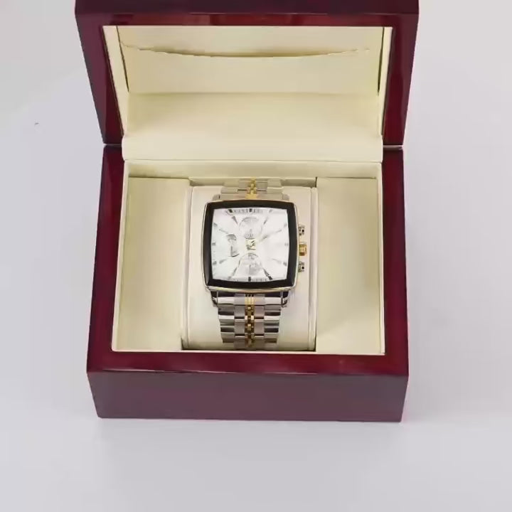 BINBOND Luxury Square Sport Man Wristwatch Waterproof Luminous Chronograph Quartz Men's Watches Stainless Steel Men Watch Reloj