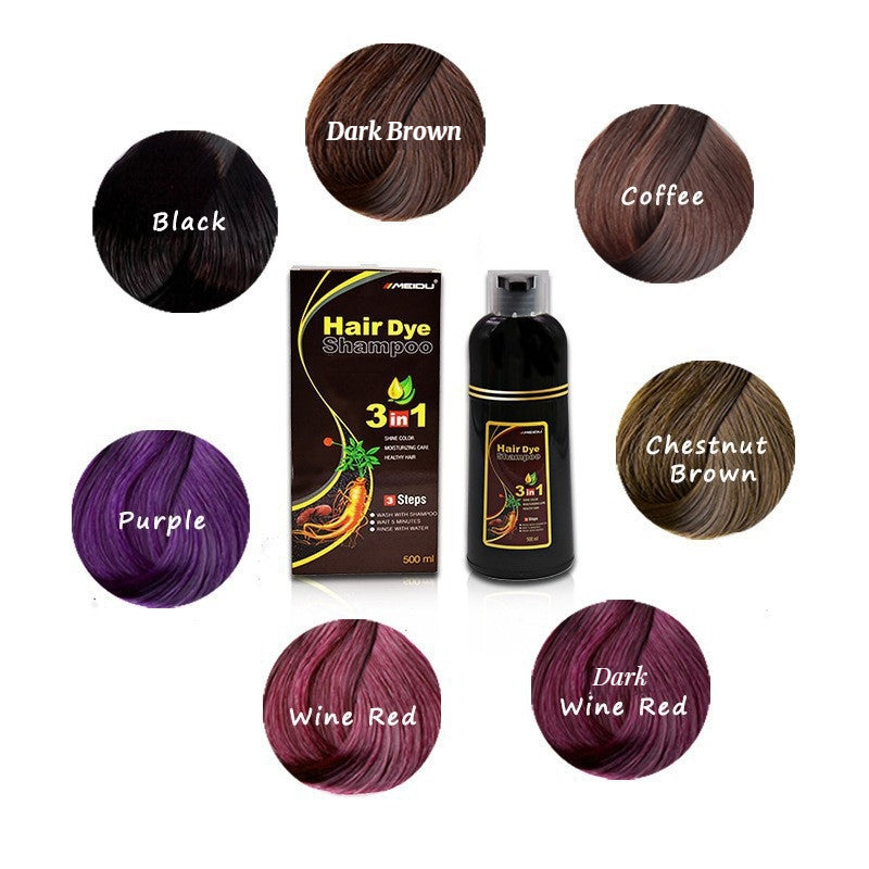 30ml/500ml 3-in-1 Quick Hair Dye Shampoo Natural Black Herbal Hair Dye Moisturizes Mild Hair Dye Conditioner Hair Care Products - LKBA